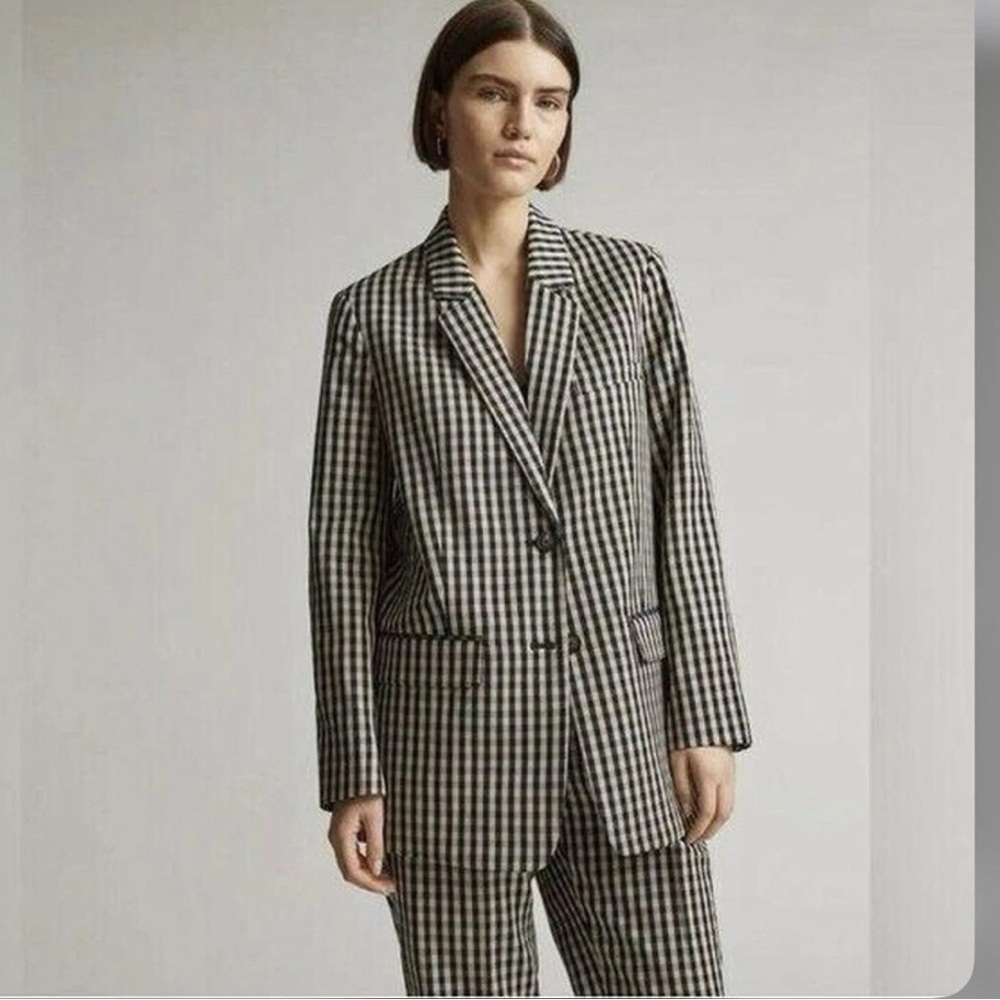 Everlane Womens The TENCEL Oversized Gingham Check Blazer Size 2 Academia Preppy